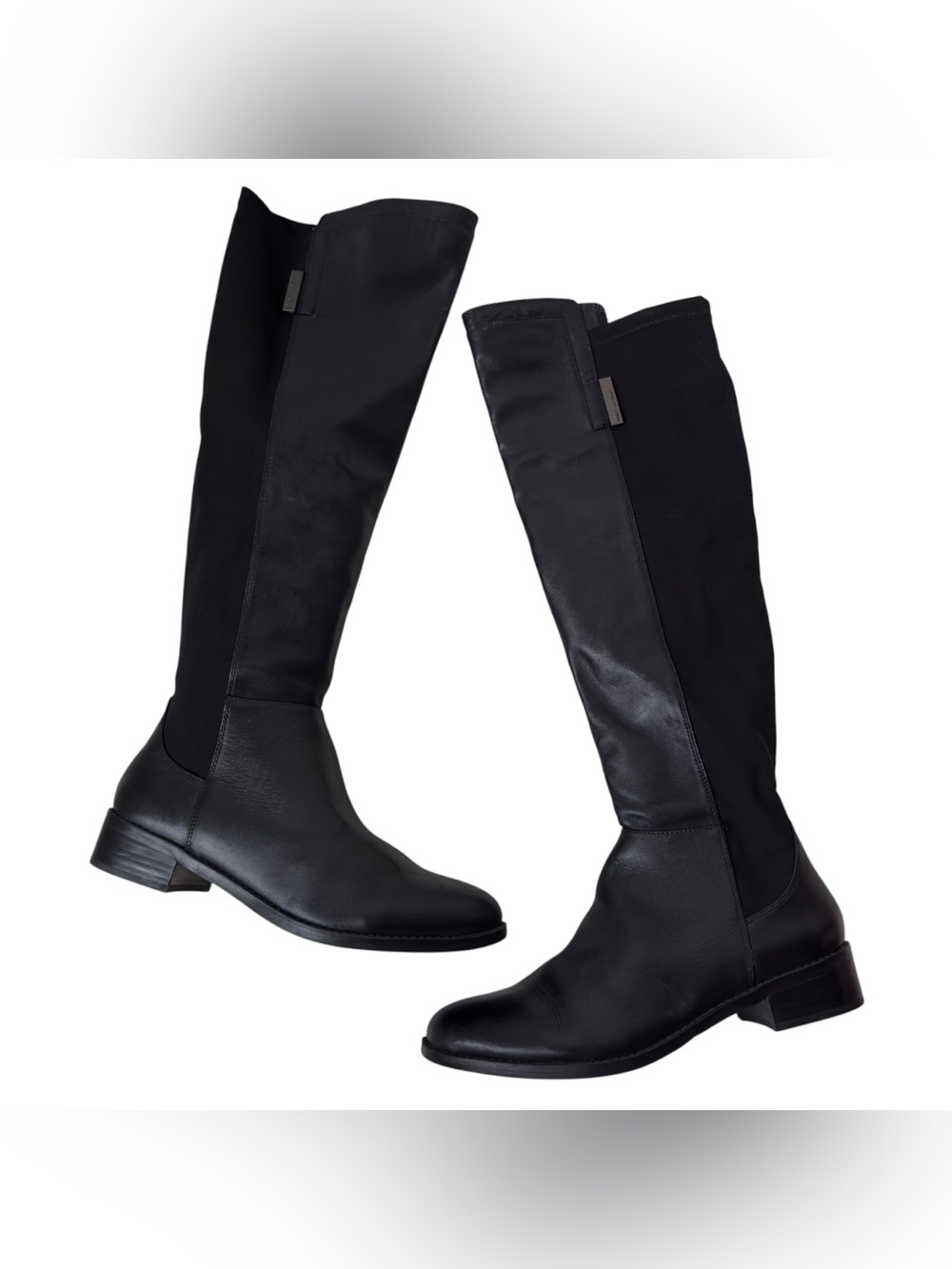 Vince Camuto Black Multi-Texture Kellisi Stretch Panel Knee High Boot Size 8.5M